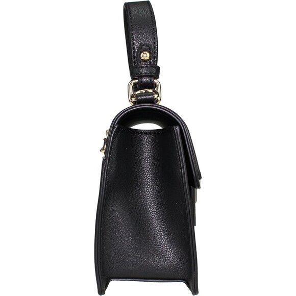 Vegan Faux Leather Crossbody Purse with Metallic Trim Adjustable Strap - Picture 6 of 7